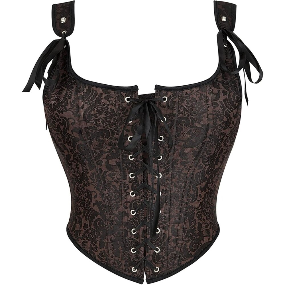 🆕Women Green Fashion Sexy Vintage Renaissance Lace Trim Corset Bustier